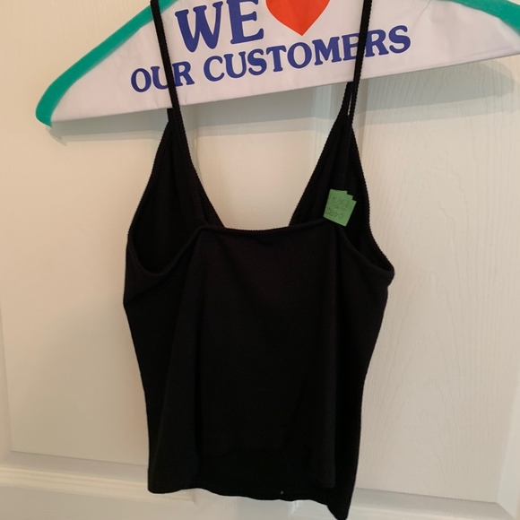 Black Cropped Tie up Tank - Picture 2 of 2